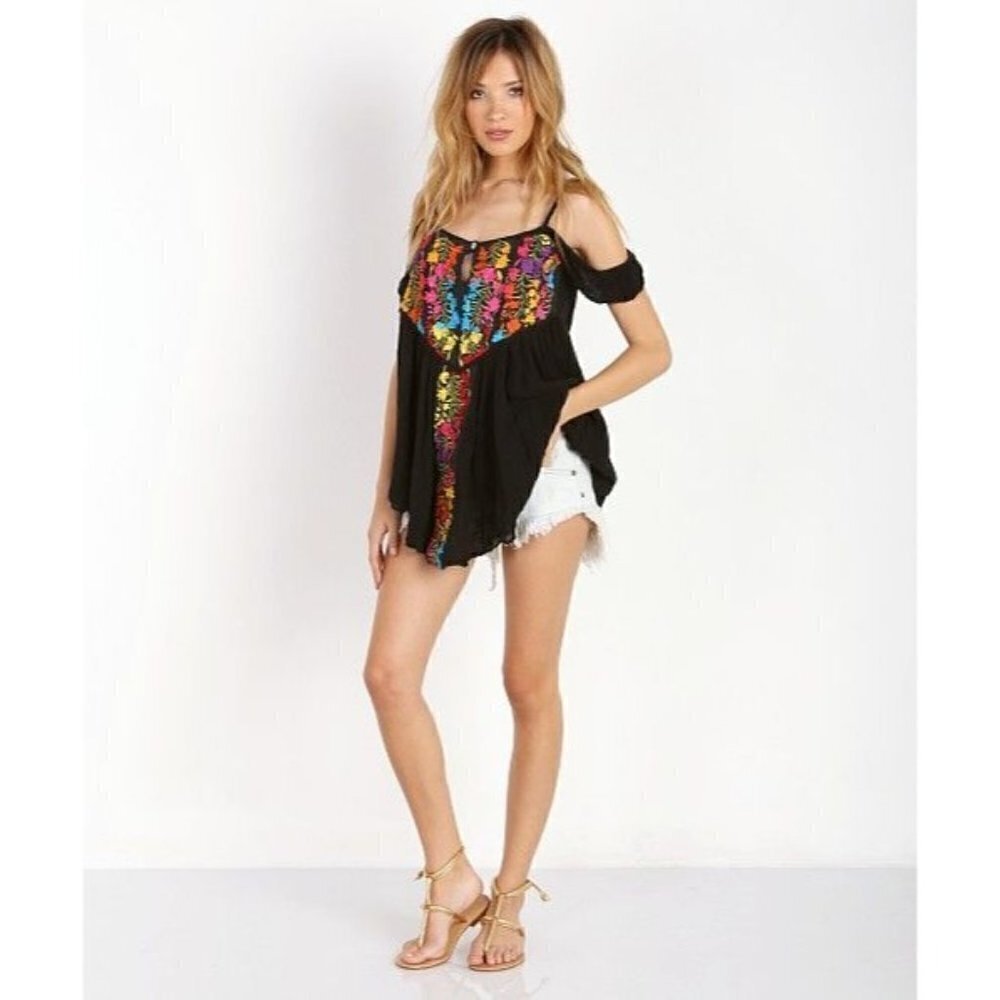 Jen's Pirate Booty Tropicale Petunia Dress Black/Colorful Fiesta Size M/L
